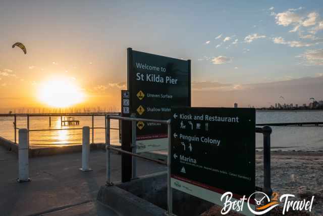 Information boards leading to the St. Kilda Pier