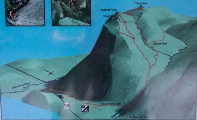 Hiking Map for the three peaks hike of Stawamus Chief