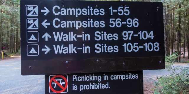 Campsites sign at Alice Lake