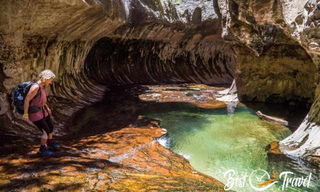 Me in the Subway Cave in front of a huge pool