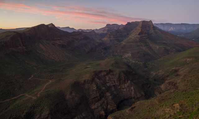 Sunset view to Barranco de Fataga