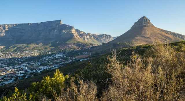 Table Mountain and Lions Rock at the golden hour