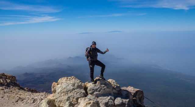 A man on the Teide peak