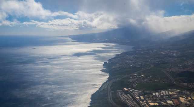 View to the coast of Tenerife out of the plane
