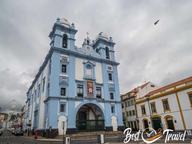 The famous blue church in Angra.