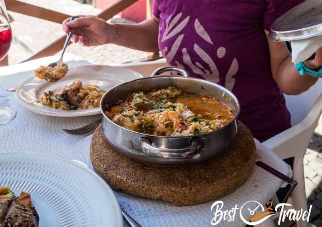 A traditional seafood dish with fish and tomato juice.