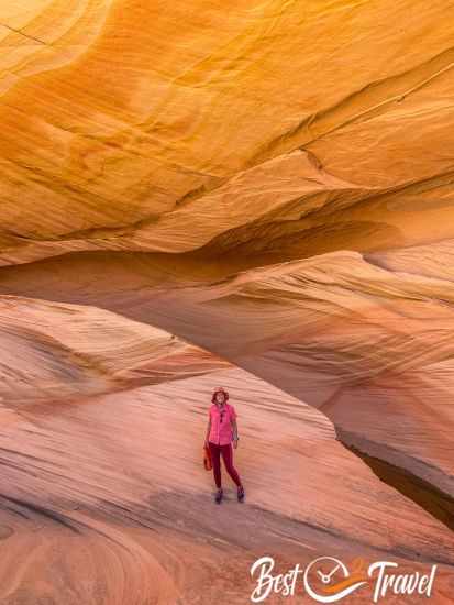 The fragile white and orange shimmering sandstone.