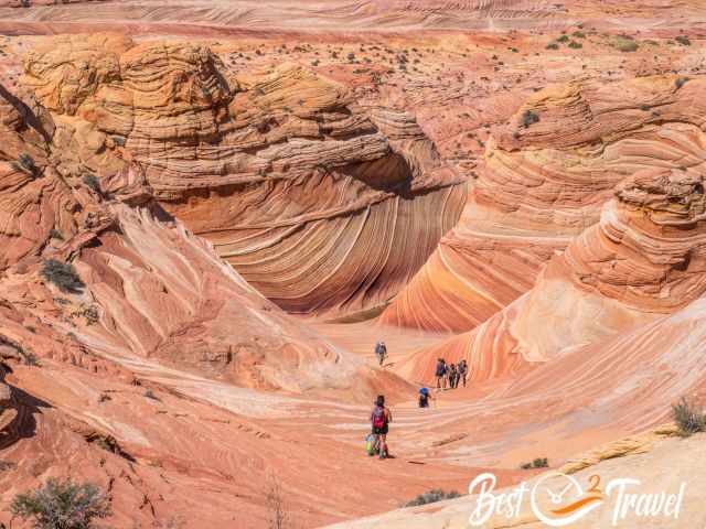 A bunch of people in the Wave formation.