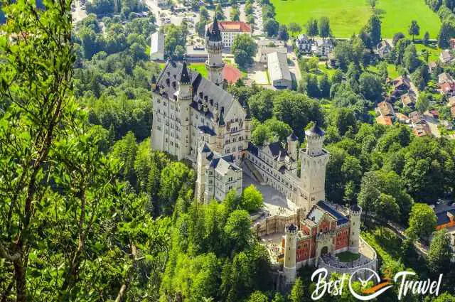 Zoom photo of Neuschwanstein from high elevation from Tegelberg