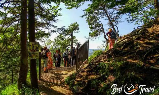 Visitors at a lookout to Neuschwanstein