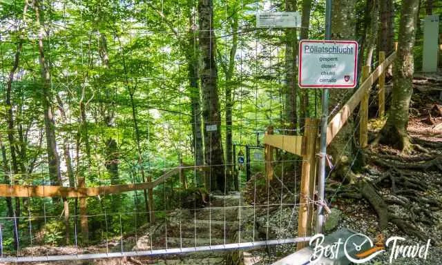 Pöllat gorge blocked and closed because of hazardous rock slides