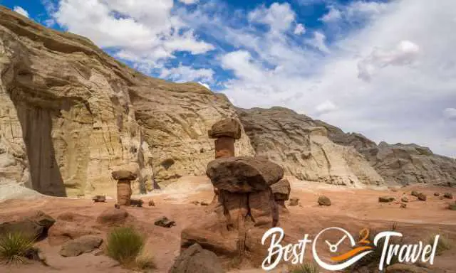 A smaller group of balancing rocks