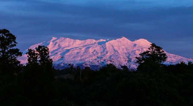 Snow covered Mount Ruapehu in winter