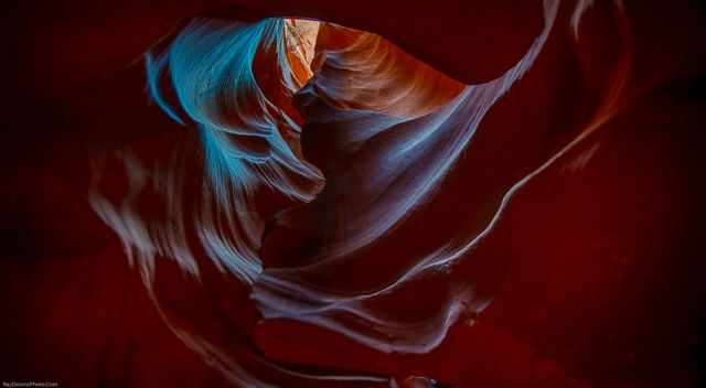 Upper Antelope Canyon in red and purple colours