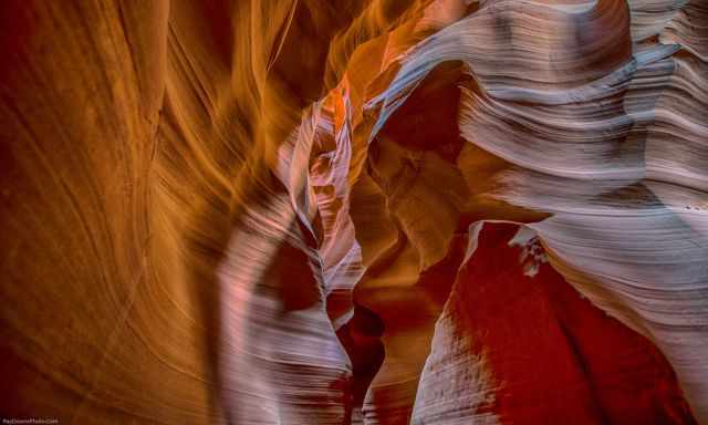 Upper Antelope narrow gorge in red and orange