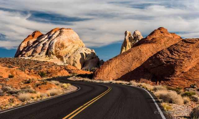 The Valley of Fire Highway and the White Domes