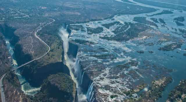 Victoria Falls from the helicopter view to Zimbabwe and Sambia
