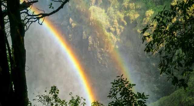 Rainbows at the Vic Falls in the afternoon
