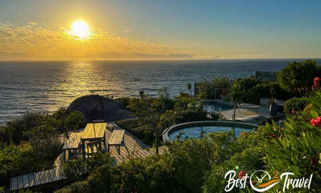 The deck and pools with spectacular view to the ocean