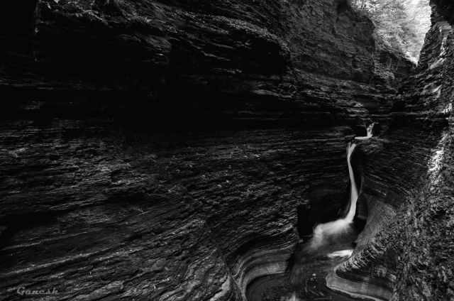 Watkins Glen in black and white