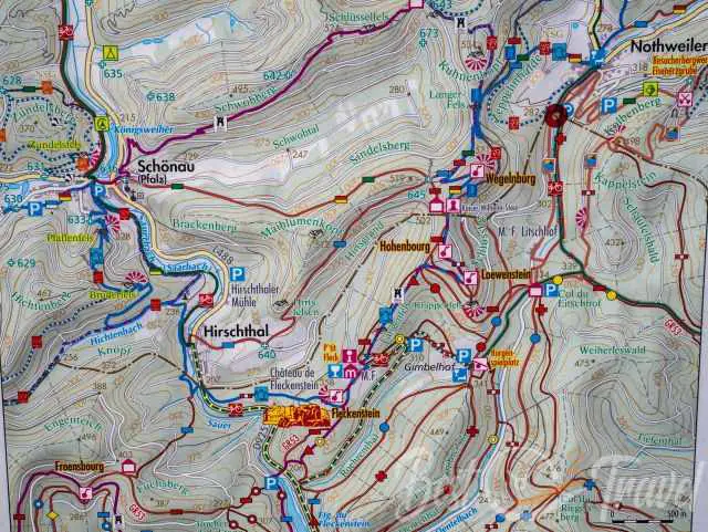 Hiking Map of Wegelnburg and the surrounding castle ruins