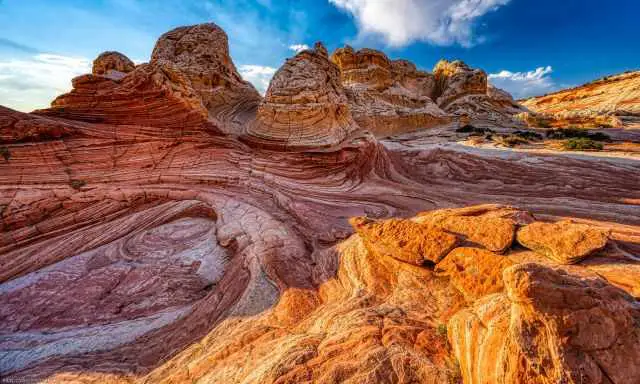 Deep orange red colours swirled with white