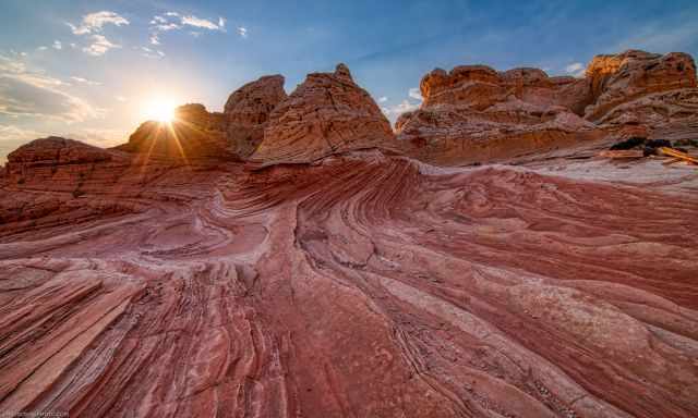 Completely twisted rock formations like marble cakes