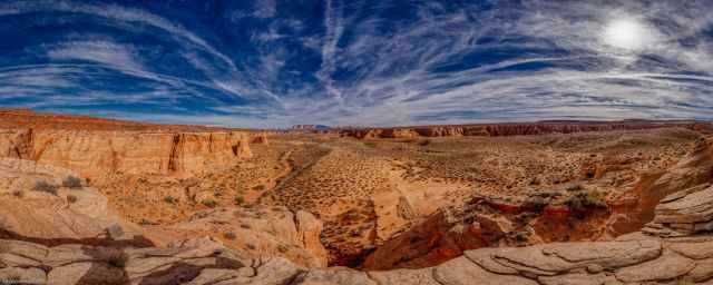 Panorama of the entire Wind Pebble Canyon from the top