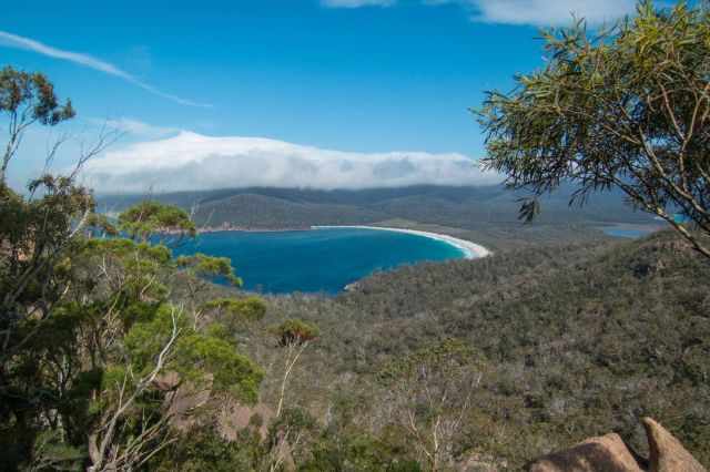 View from high elevation to the Wineglass Bay
