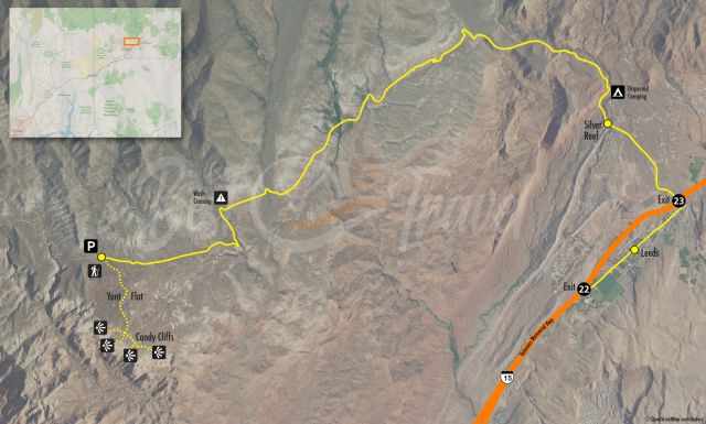 Driving directions and trail to Yant Flat - Candy Cliffs