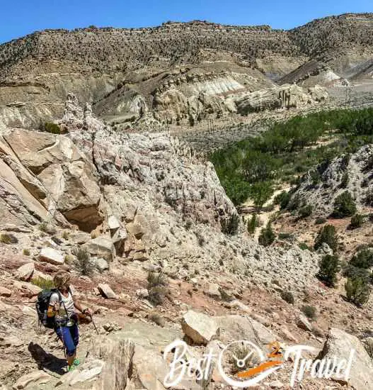 The exposed ridge close to yellow rock