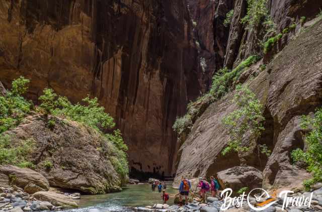 A deeper section and pockets waist deep in the Narrows