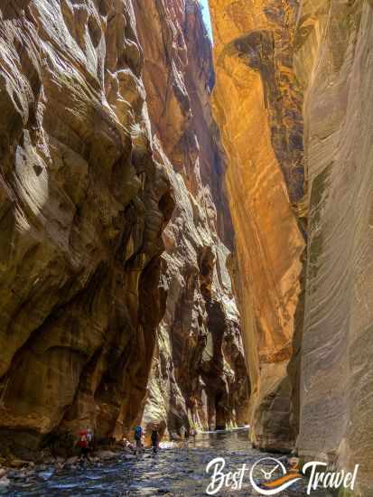 The Wall Street with three backpackers in the Virgin River