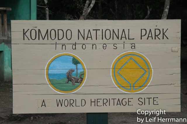 The Komodo National Park Entrance Sign.