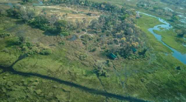 View of the Okavango Delta from the airplane