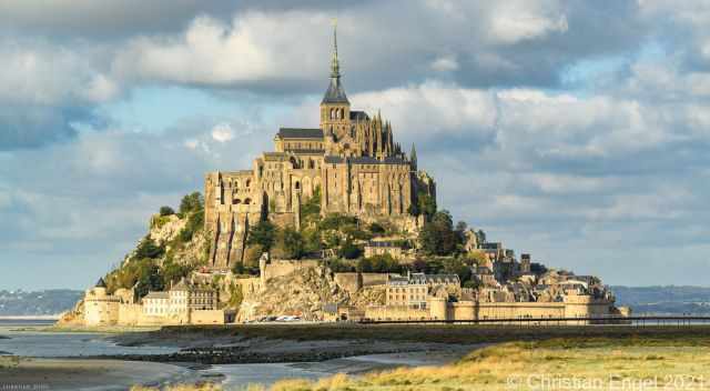 Mont St Michel on a partly cloudy day